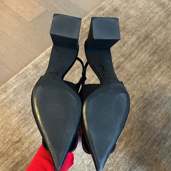 Zara | Black Slingback Heels - Picture 2 of 4